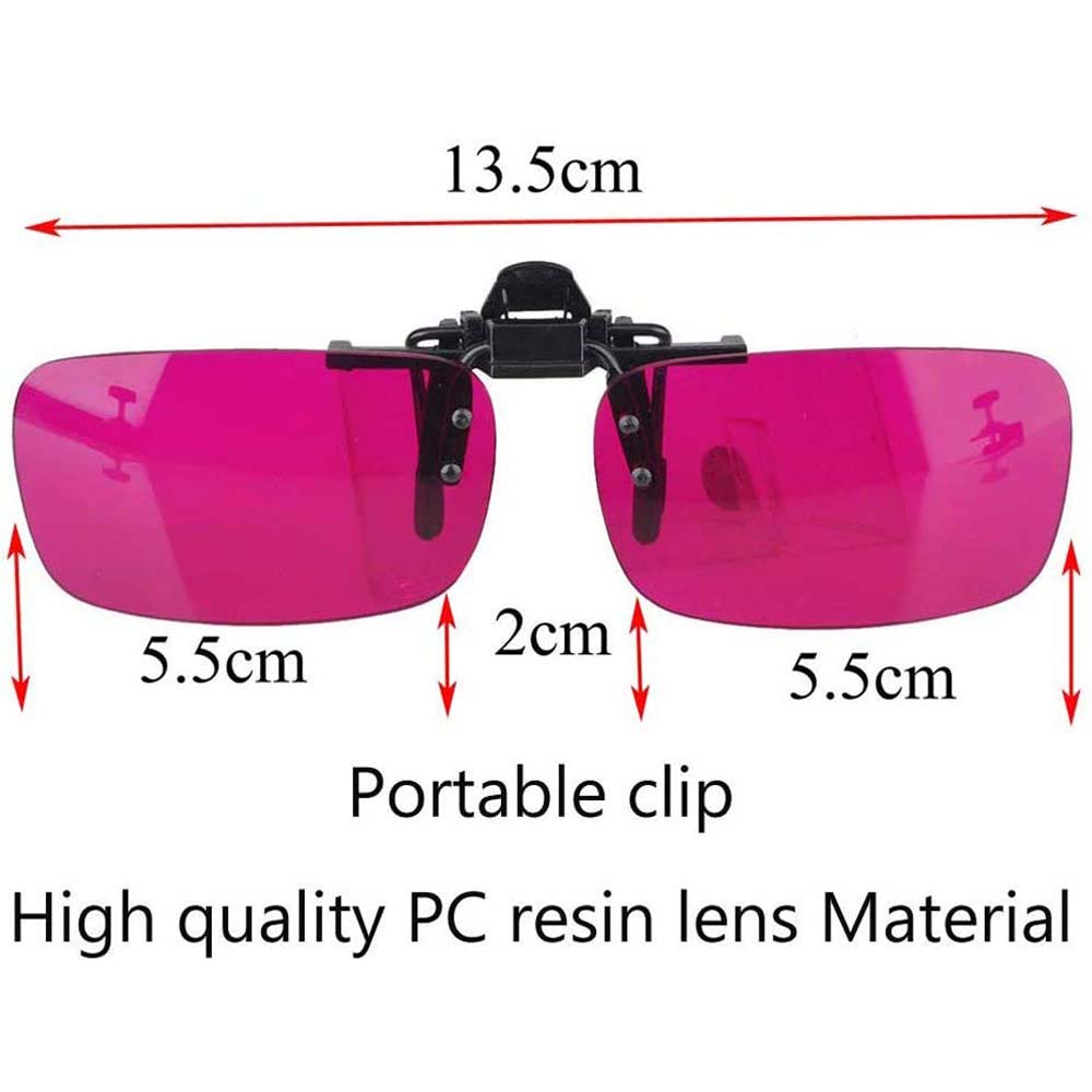 Röd-grön färgblind glasögon flip clip färgblindhet korrigerande harts rosa linser både utomhus inomhusbruk