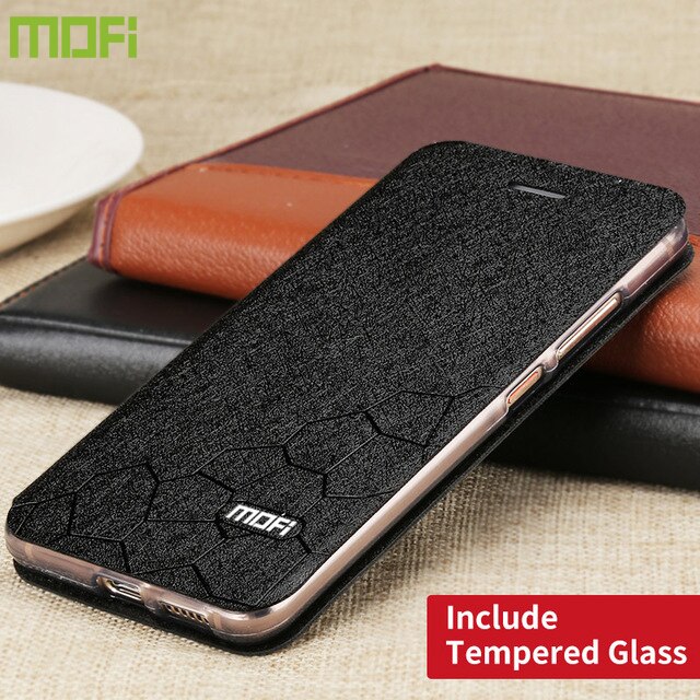 Étui à rabat en cuir et Silicone pour Xiaomi Poco M3, Coque Capas MOFi originale, résistant aux chocs, étui de luxe pour livres: Black with Glass