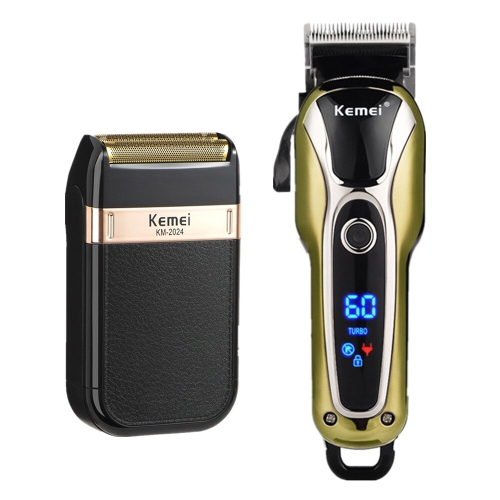 Professionele Tondeuse Mannen Kapper Oplaadbare Lcd T Blade Snijmachine Baard Trimmer Elektrische Scheerapparaat Cordless Haar Snijder: 2Pcs Set 2 / eu stekker
