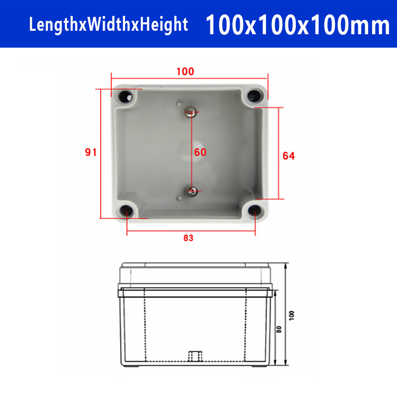IP67 Waterproof Plastic Enclosure Box Electronic ABS Material Outdoor Junction Box Electrical Project Instrument Case DIY: 100x100x100mm