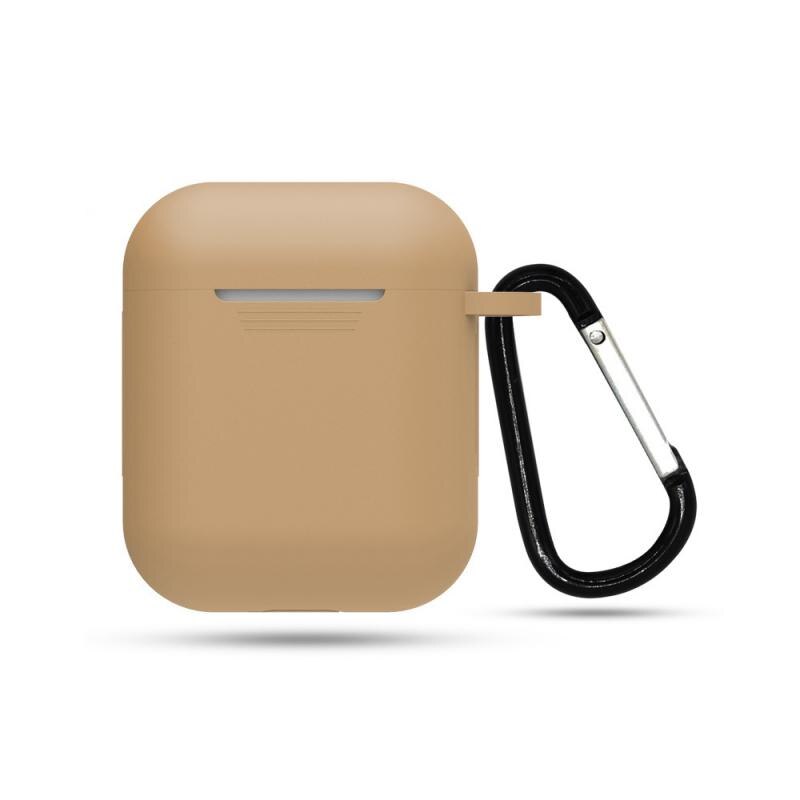 Etui na słuchawki dla Airpods pokrowiec ma zastosowanie do Bluetooth Airpods etui na słuchawki z wisząca klamra: light brown