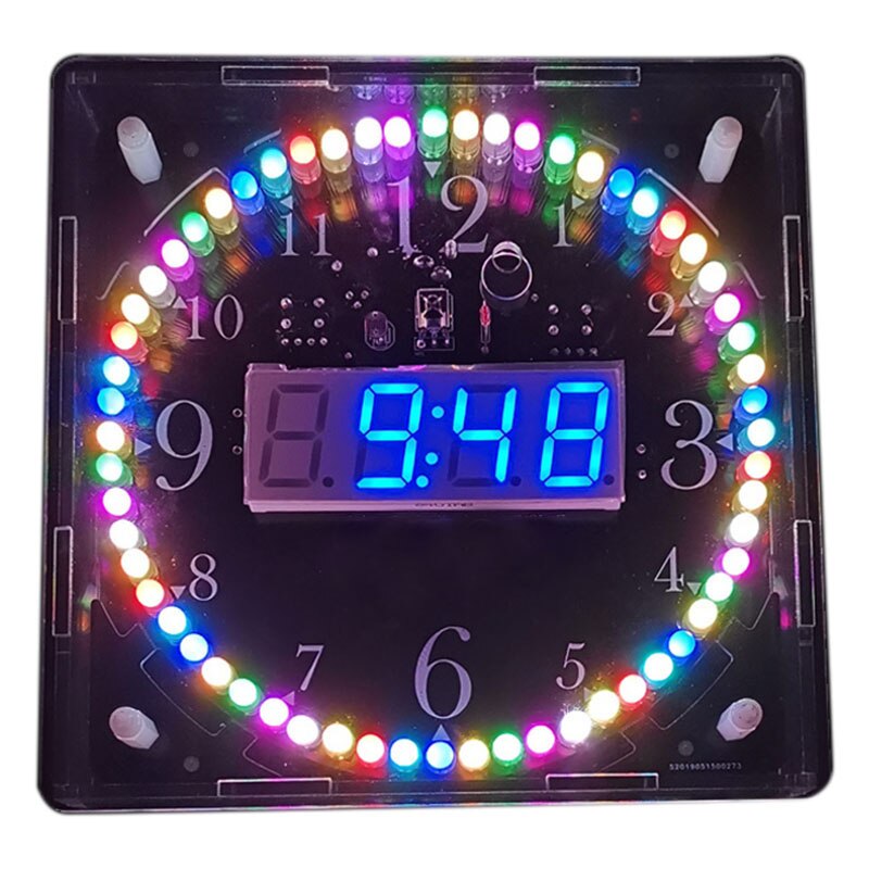 JFBL DIY Electronic Kit LED Clock Sodering Project Kit Colorful LED RGB Color Spectrum Music Alarm Clock Remote Control