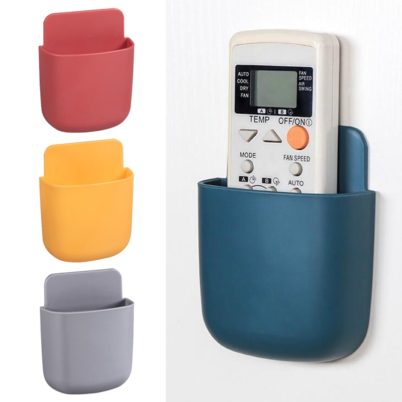 Round/ Square Wall Mounted Remote Storage Box Portable Home Device Remote Control Storage Box Organizer ABS Desktop Phone Shelf