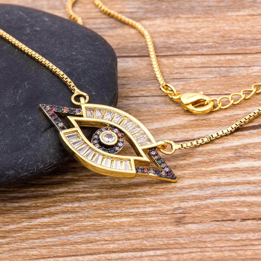 Classic Kubieke Koperen Zirconia Micro Pave Cz Stone Evil Eye Ketting Turkse Amulet Kettingen Voor Vrouwen Mannen Bescherming Sieraden