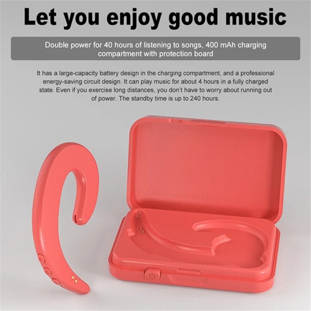 Mic Earpieces Earhook Bone Conduction Wireless Bluetooth Earphone For Iphone Android Bluetooth Headset With Charging Box