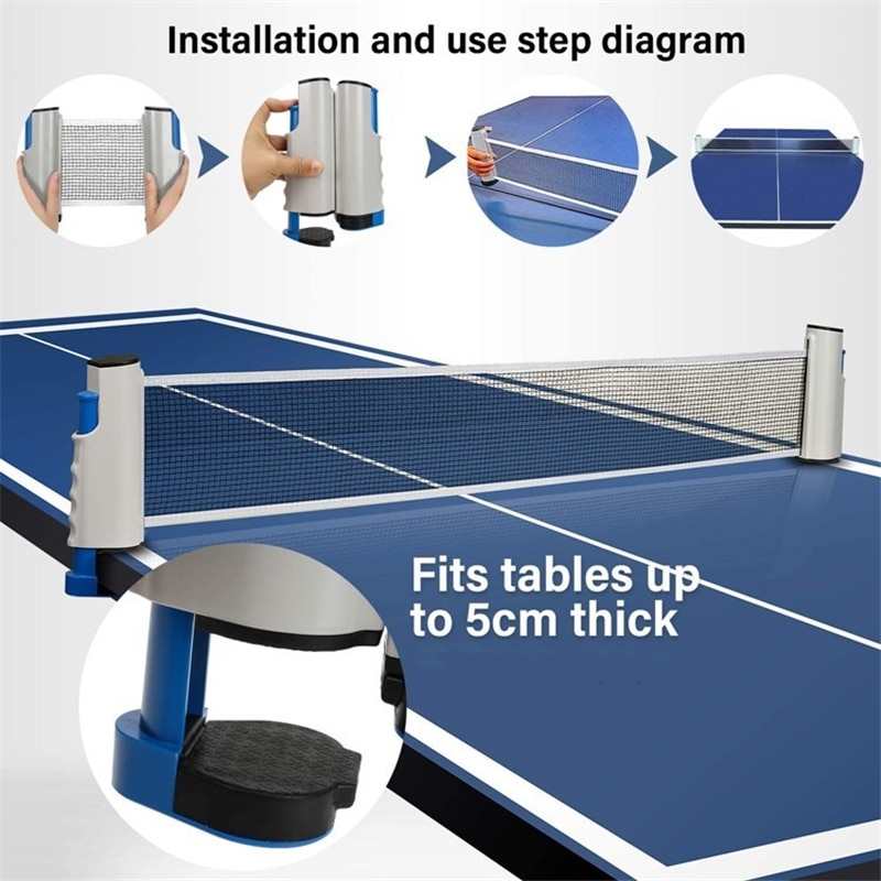 Draagbare Tafeltennis Net Intrekbare Ping Pong Post Netto Rack Voor Elke Tafel Overal Non Slip Tafeltennis Net Vervanging