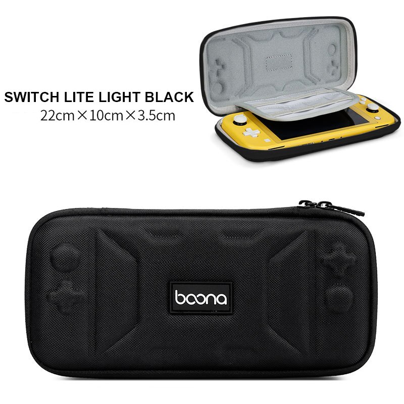 Opbevaringstaske til nintendo switch lite bærbar rejsebeskyttende eva klud hård skal til nintend switch lite etui 2 farver: Lys sort