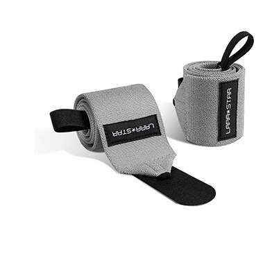 Weight Lifting Wrist Support Wraps with Thumb Loop Gym Elasticated Straps for Crossfit Strength Training Powerlifting: Grey