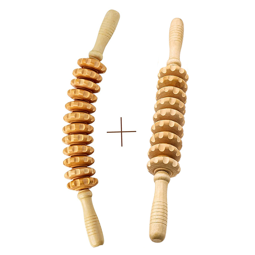 2Pcs Wood Therapy Massage Roller Tool,maderoterapia Colombiana,Lymphatic Drainage,Maderotherapy,Handheld Cellulite Trigger Point: Default Title