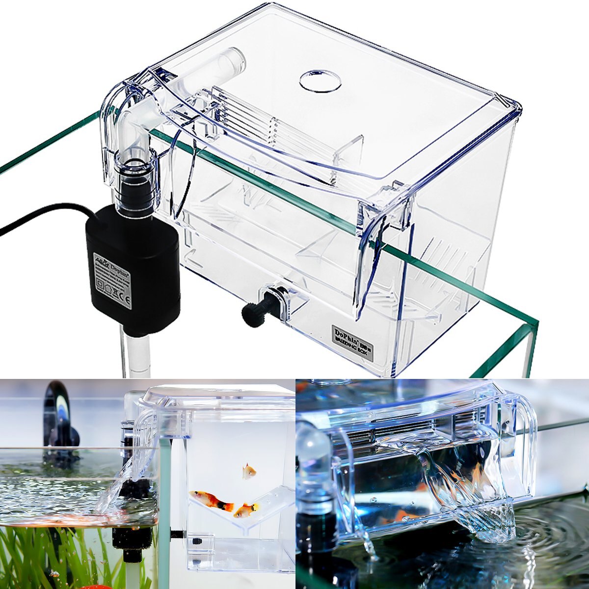 Fish Tank Breeding Hatchery Mini House Incubator Aquarium Transparent Breeder Isolation Hanging Box Reptile Turtle Cage Pump