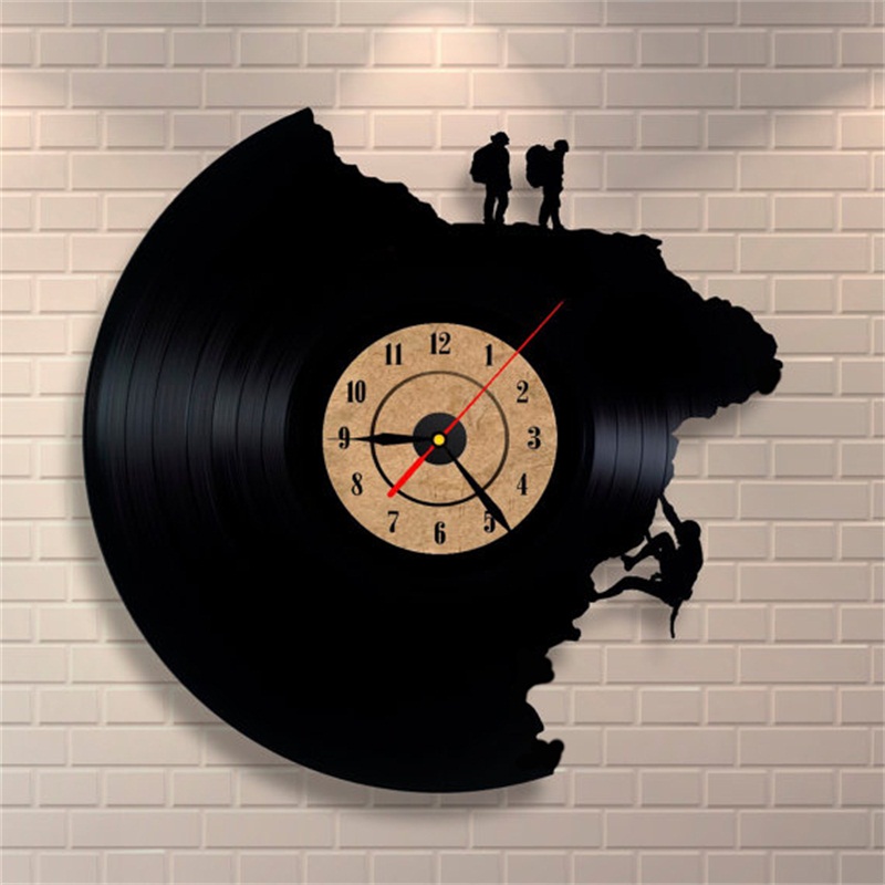 Large Decorative Wall Clocks Vinyl Record Clock Climbing Shape 3D Acrylic Art Watch Antique Style Quartz Clock Mechanism Needle