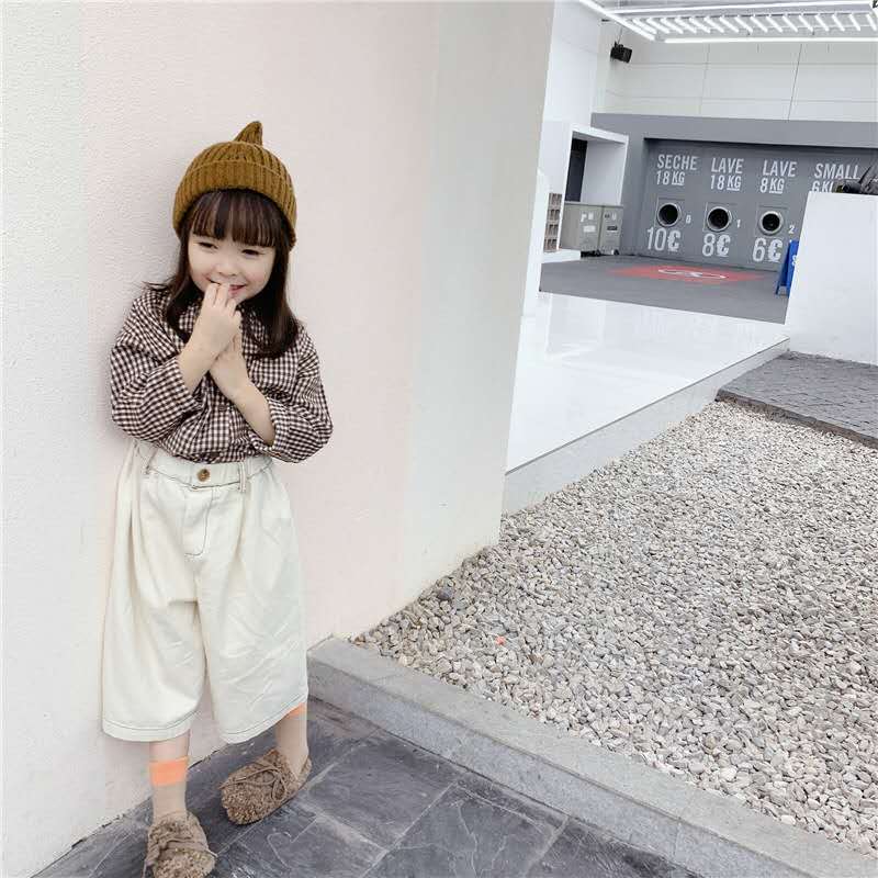 Chemise à manches longues à carreaux pour filles, produits d'automne pour enfants, style coréen