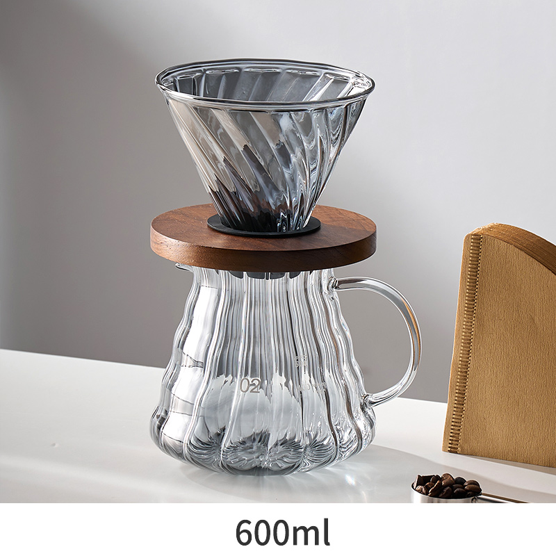 GIANXI Glass Hand-brewed Coffee Pot Cloud Pot Filter Cup Filter Sharing Pot Household Coffee Tool Reusable Heat Resistant Teapot: Light Grey