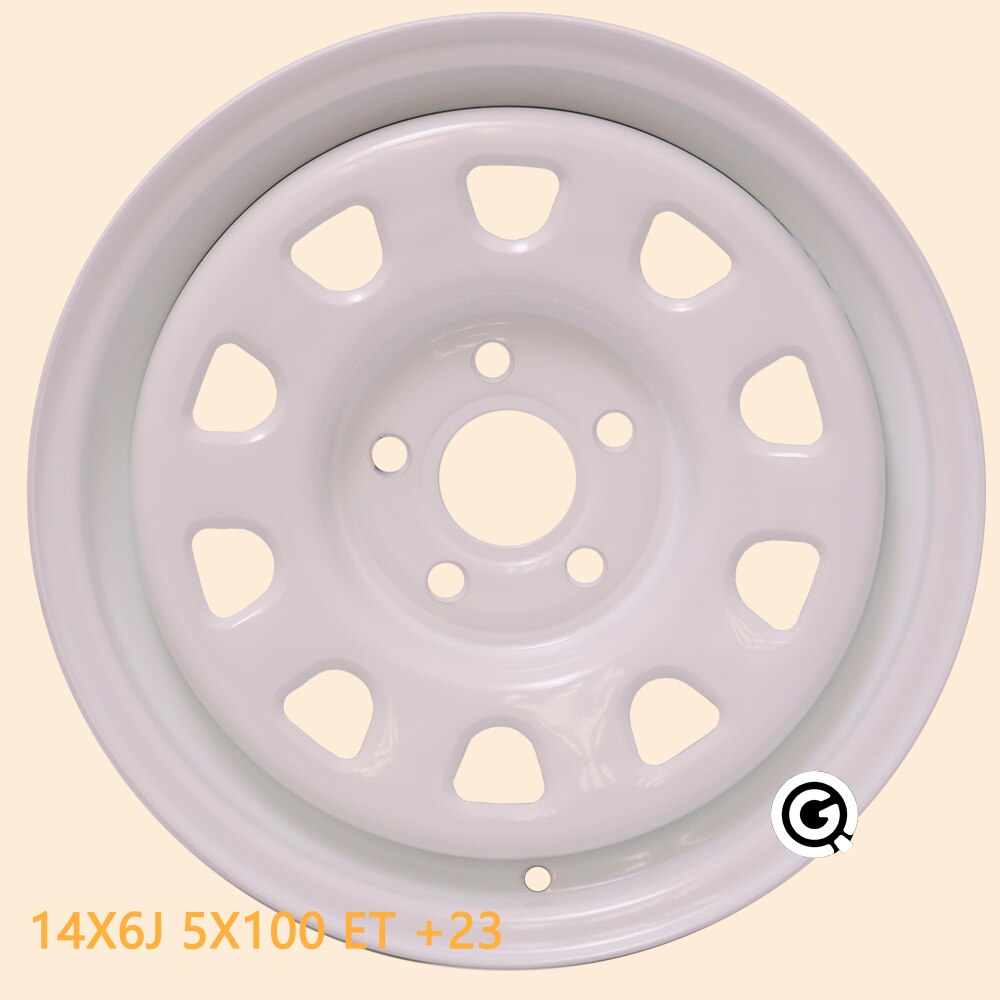 14inch steel wheel 14X6J 5X100 offset 23 white polo rims 5 holes