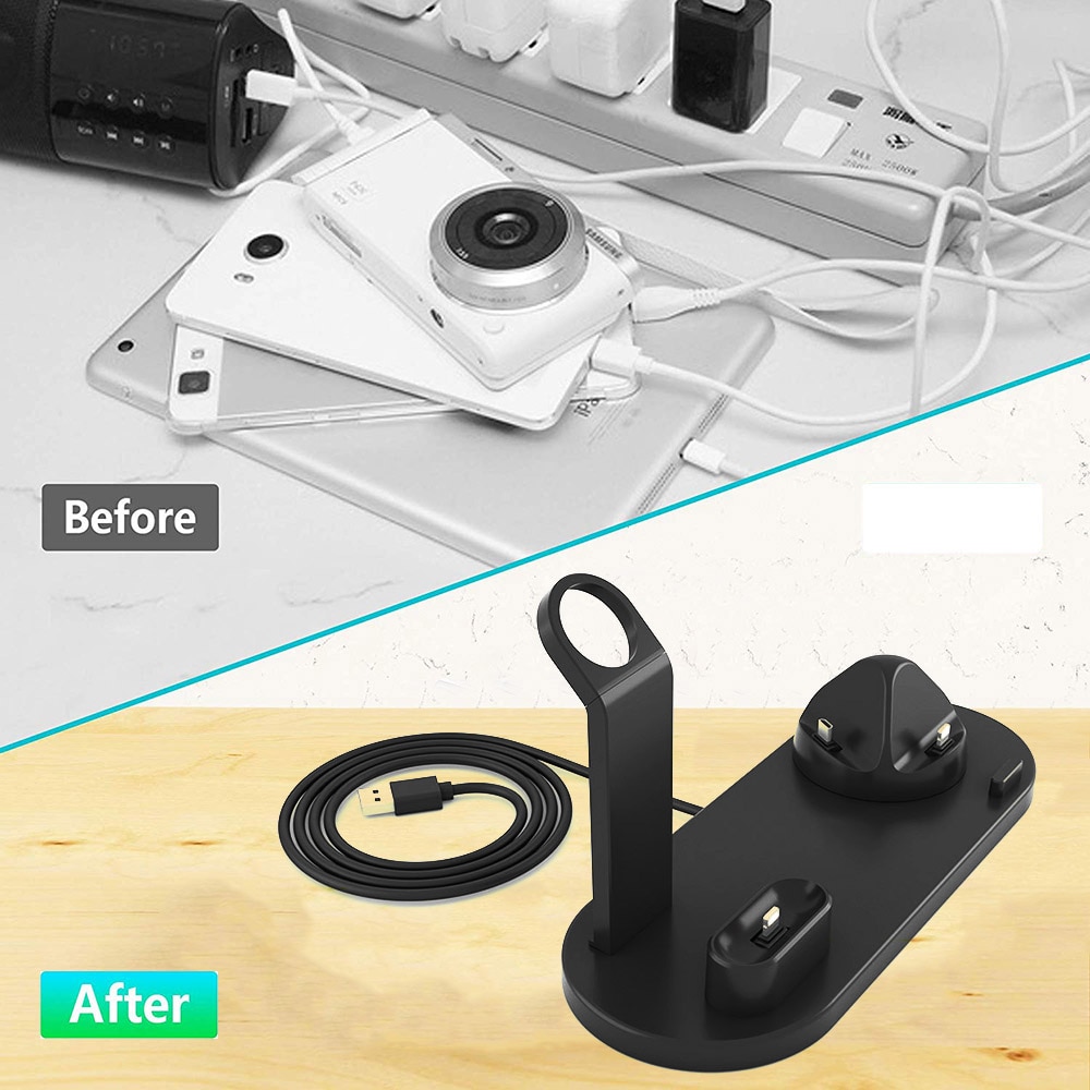 FDGAO Station de chargement support de support pour iPhone 11 Pro X XR XS MAX 8 7 6s Plus pour Apple Watch Series Airpods pro chargeur