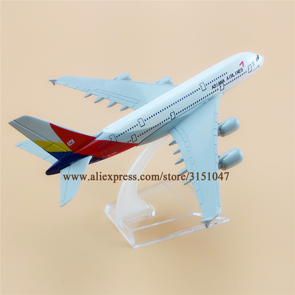 Alloy Metal Korean Air Asiana Airlines A380 Airplane Model Asiana Airbus 380 Airways Plane Model Stand Aircraft Kids 16cm