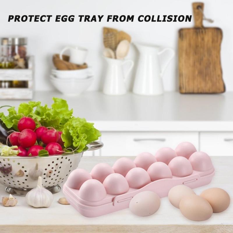 Holdbar ægbakkeholder anti-kollisionsskade køleskab 12 sæder opbevaringsboks skarpere container arrangør husholdningsartikler