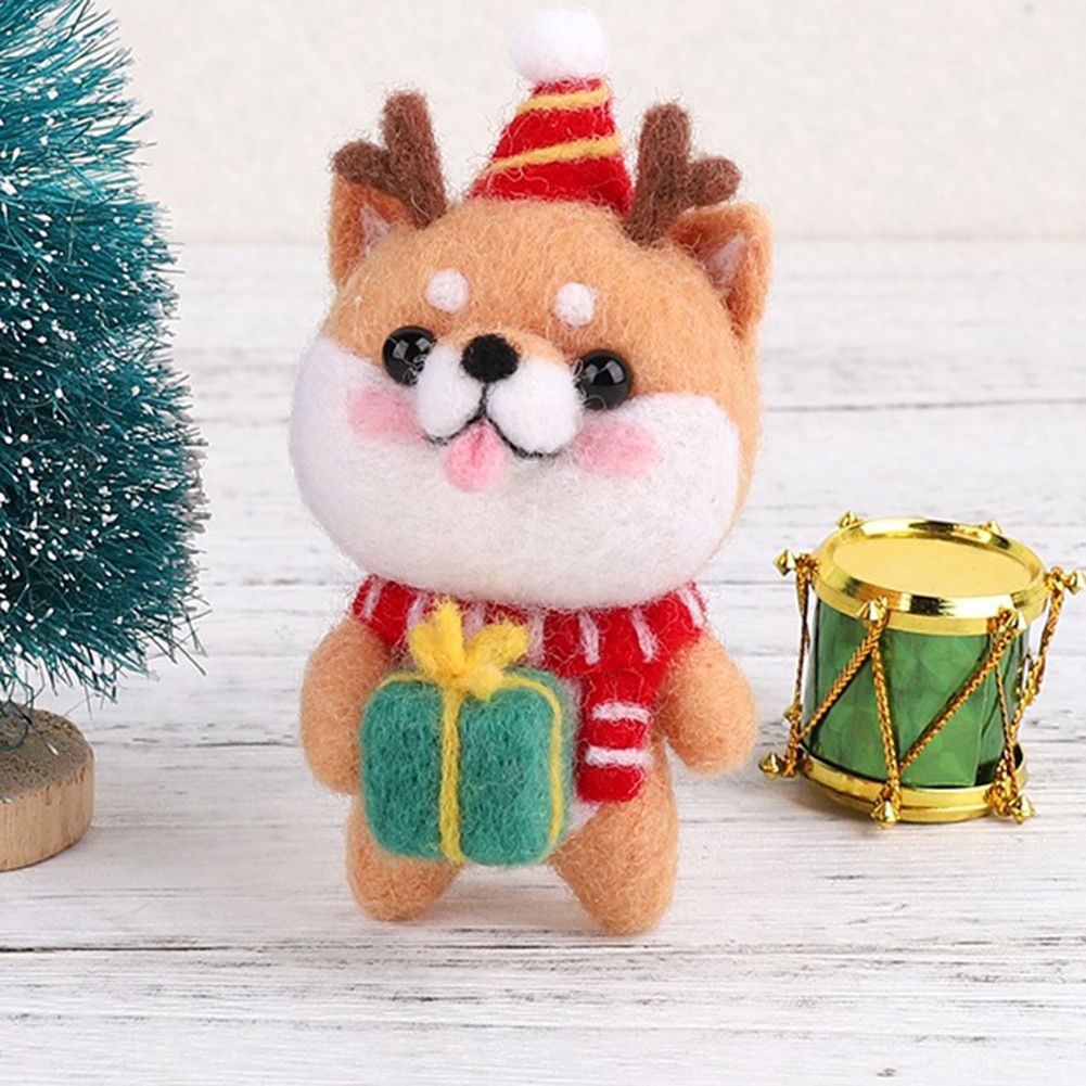 Felt DIY Package Poked Dog Doll Wool Felt Craft DIY Needle Material Kit Non Finished Handmade Toy Felt DIY Craft Suit