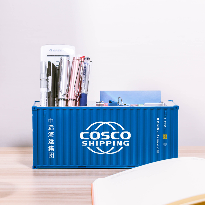 Contenitore da 20 piedi porta penne tascimo portapenne Mini contenitore porta biglietti da visita Cargo logistica contenitore scala modello scatola giocattolo: COSCO 30 Pen holder