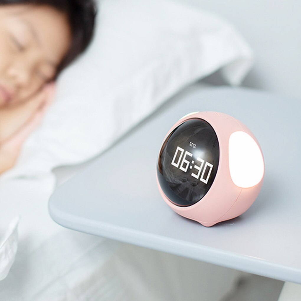 Cute Expression LED Alarm Clock Child Voice Control Bedside Voice Control Night Light Snooze Chargeable Child Alarm Clock