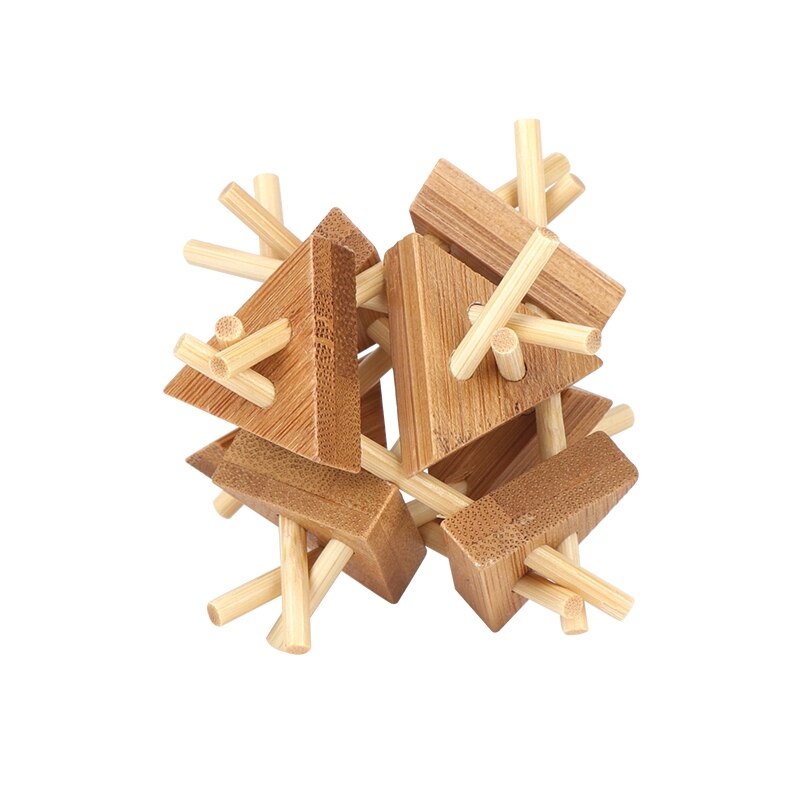 Mitoys bambus puslespil 3d håndlavet vintage ming lås luban lås træ legetøj voksne puslespil børn voksen jul: 7024