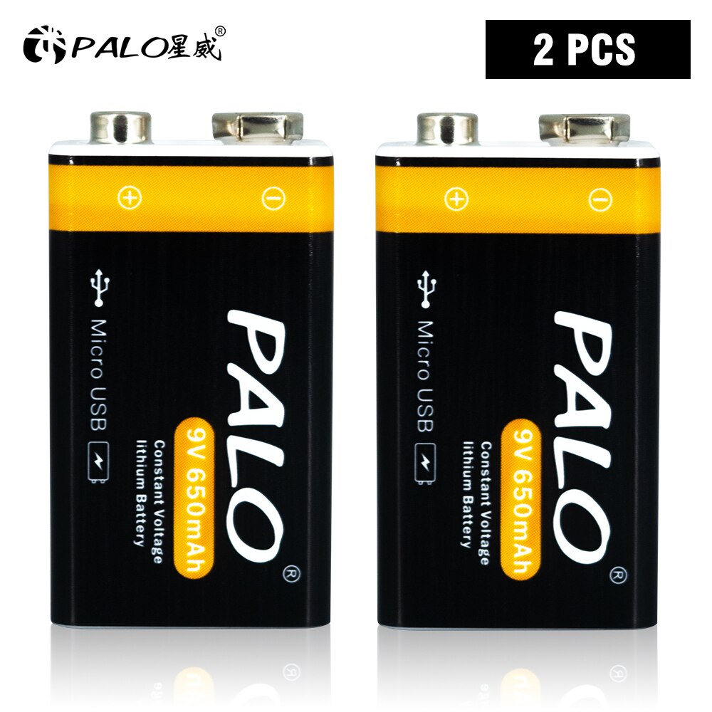 9V Rechargeable Battery Lithium Li-ion 9 Volt 6F22 Ni-MH Ni MH 9V Crown Battery for Multimeter KTV Microphone Metal Detector: 2pcs 9V 650mAh B