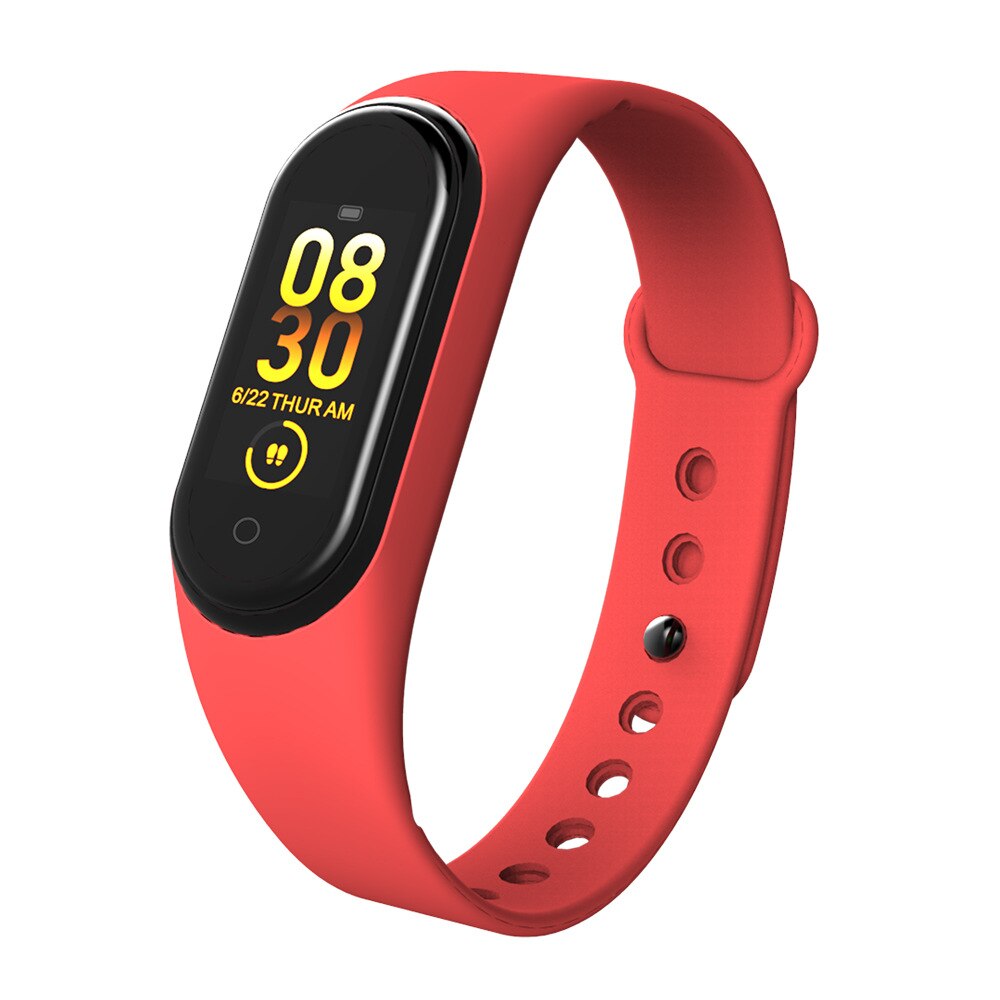 M4 SmartWatch Heart Rate Blood Pressure Monitor Health Wristband Waterproof Bluetooth Sports Smart Band: RED add box acc