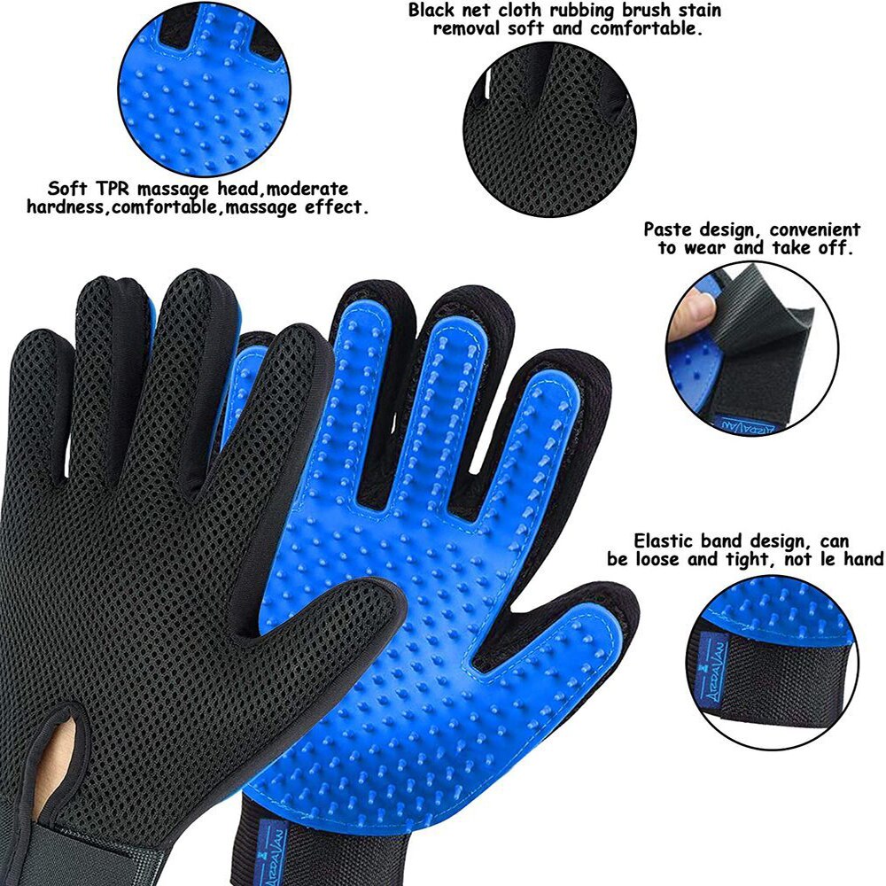 Gants de toilettage pour chiens et chats, brosses en Silicone, pour le bain, plusieurs couleurs