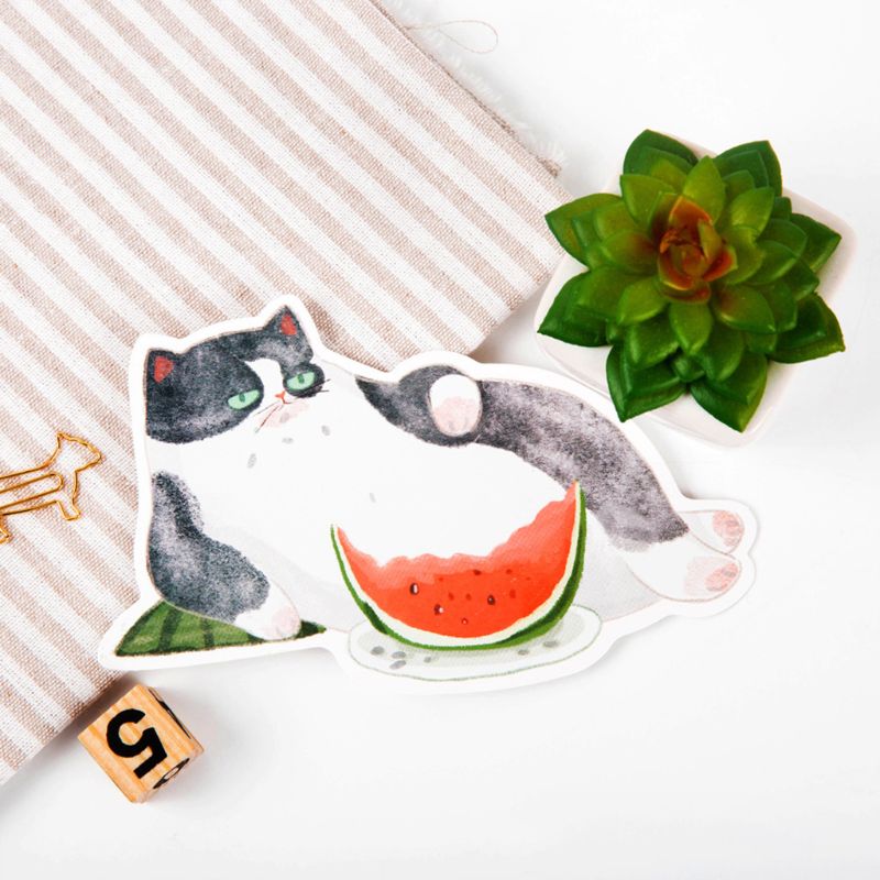 Postcard Hand-Painted Cat Shape Cat Backyard Cute Hand-Painted Graffiti Style Small Fresh Cute Animal Shaped Card