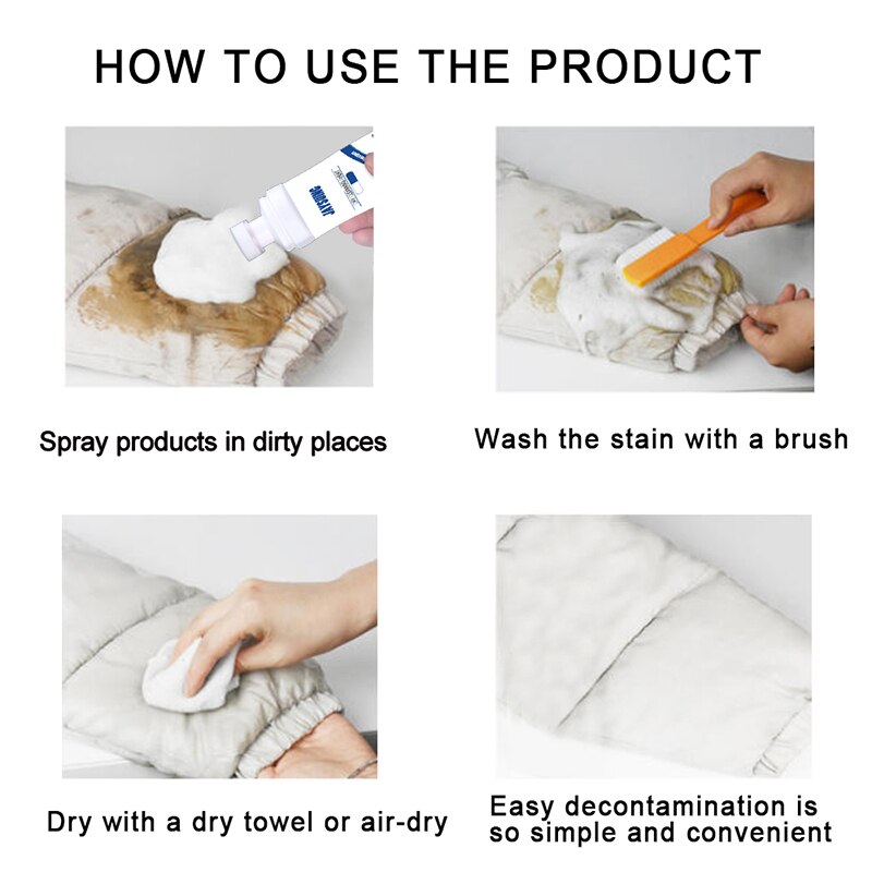 Nouveaux vêtements sans eau nettoyant mousse vêtements manteau veste chaussures sacs Agent nettoyant