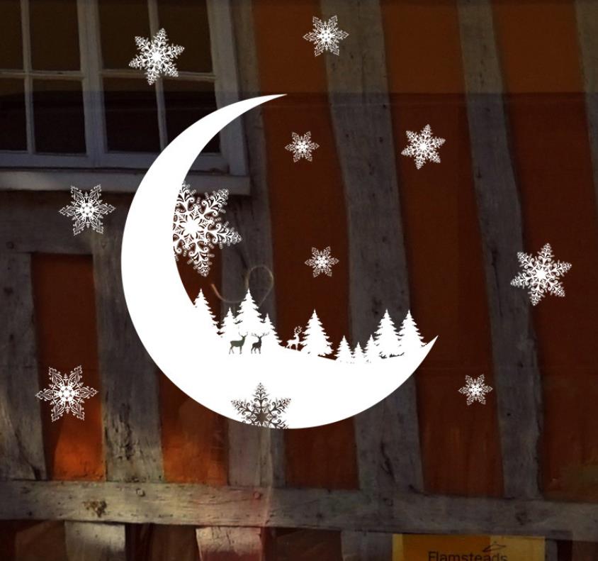 Sne måned elektrostatisk væg klistermærke vindue glas jul diy klistermærker hjem mærkat juledekoration år tapet.