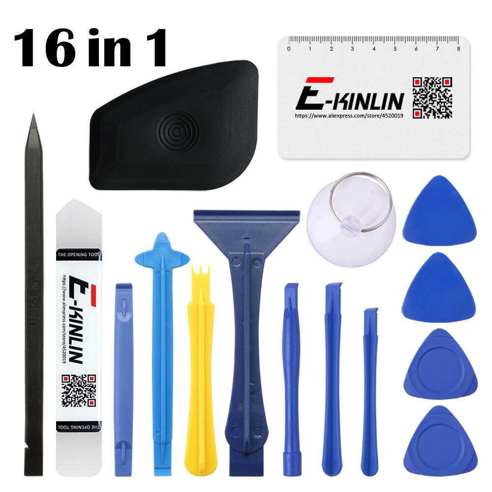 16 In 1 Opening Gereedschap Spudger Pry Reparatie Kit Lcd-scherm Batterij Sucker Crowbar Schop Blade Zuignap Voor Iphone android Telefoon: Default Title