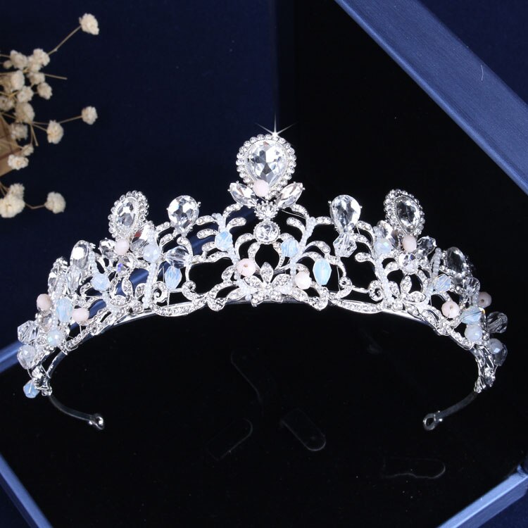 Luxe Bloemen Crystal Bridal Jewelry Sets Bruiloft Kronen Pageant Diadeem Earring Choker Ketting Set Afrikaanse Kralen Sieraden Set: Rose Goud Kleur