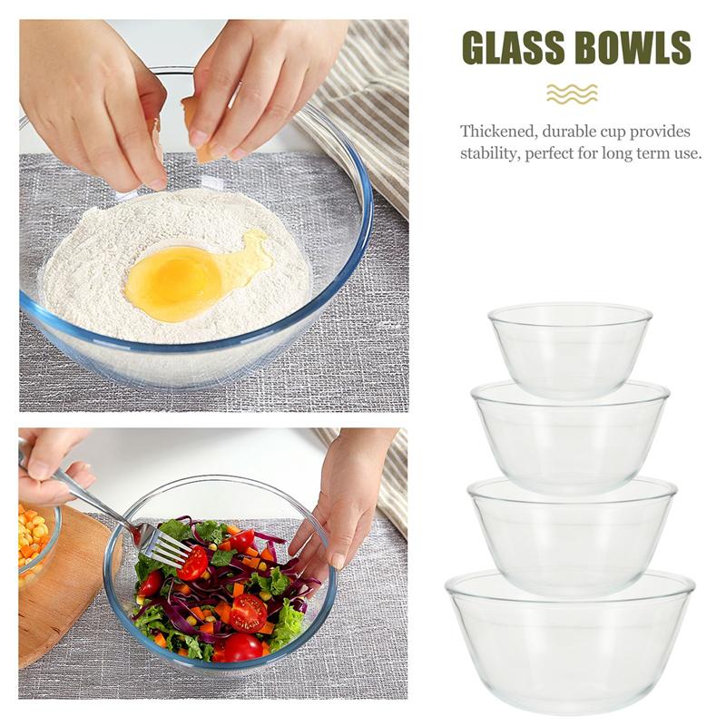 4 Stuks Clear Glas Fruit Slabakken Ei Kloppen Bowls Multifunctionele Glazen Kommen