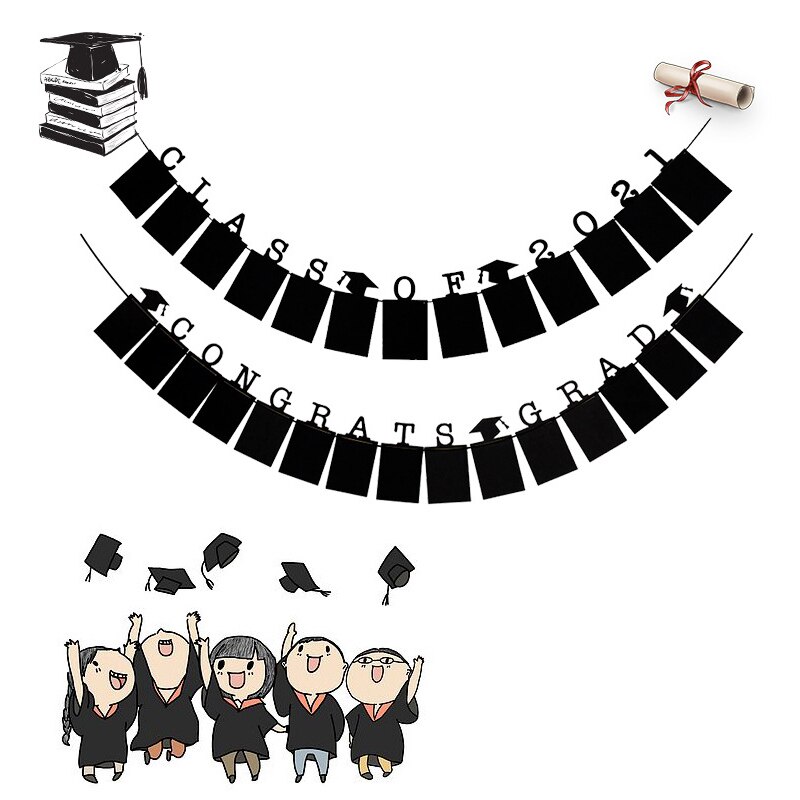 1 Pc Congrats Grad Banner Graduation Season Bunting Paper Pull Flag Party Decor