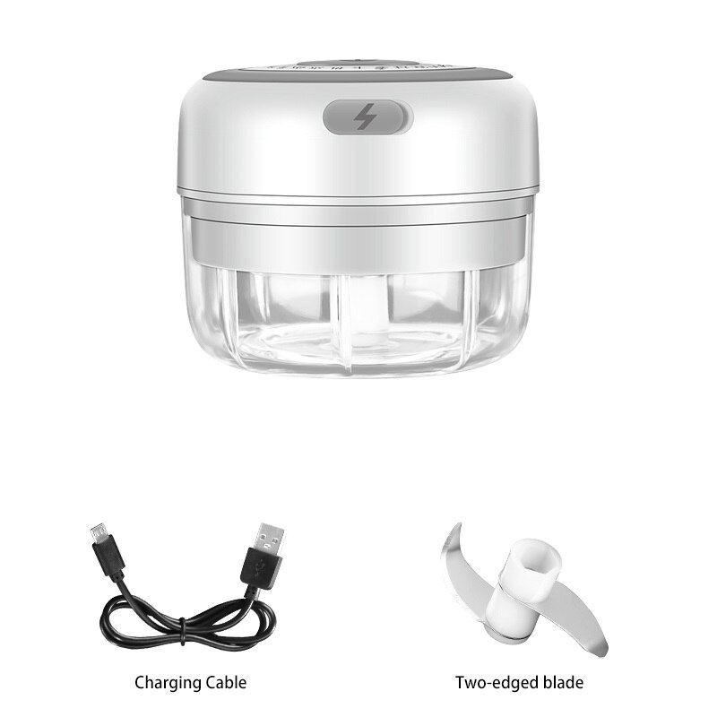 100/250/300ml Mini Electric Garlic Masher USB Charging Vegetable Garlic Press Wireless Smart Electric Kitchen Food Meat Chopper: White-100ml