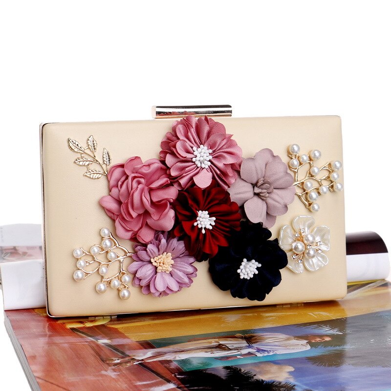 Dame blomstret farverig diamant kvinder clutch bryllup aftentaske håndtaske toiletartikler og pung skuldertaske fest crossbody tasker: Guld