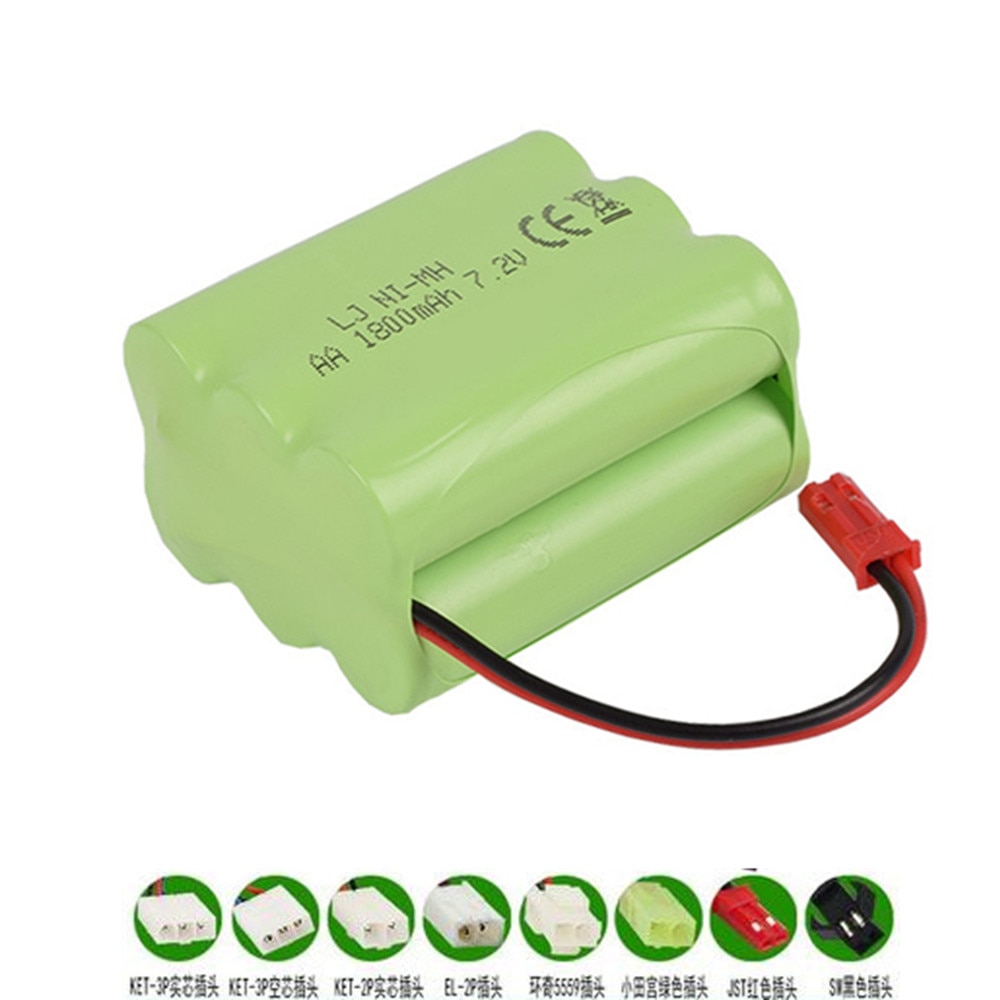7.2v 1800mah NiMH batterie pour Rc jouets voiture bateaux camion réservoirs Trains pistolets Ni-MH AA 7.2v 700mah batterie Pack jst plug 1 pièces à 5 pièces