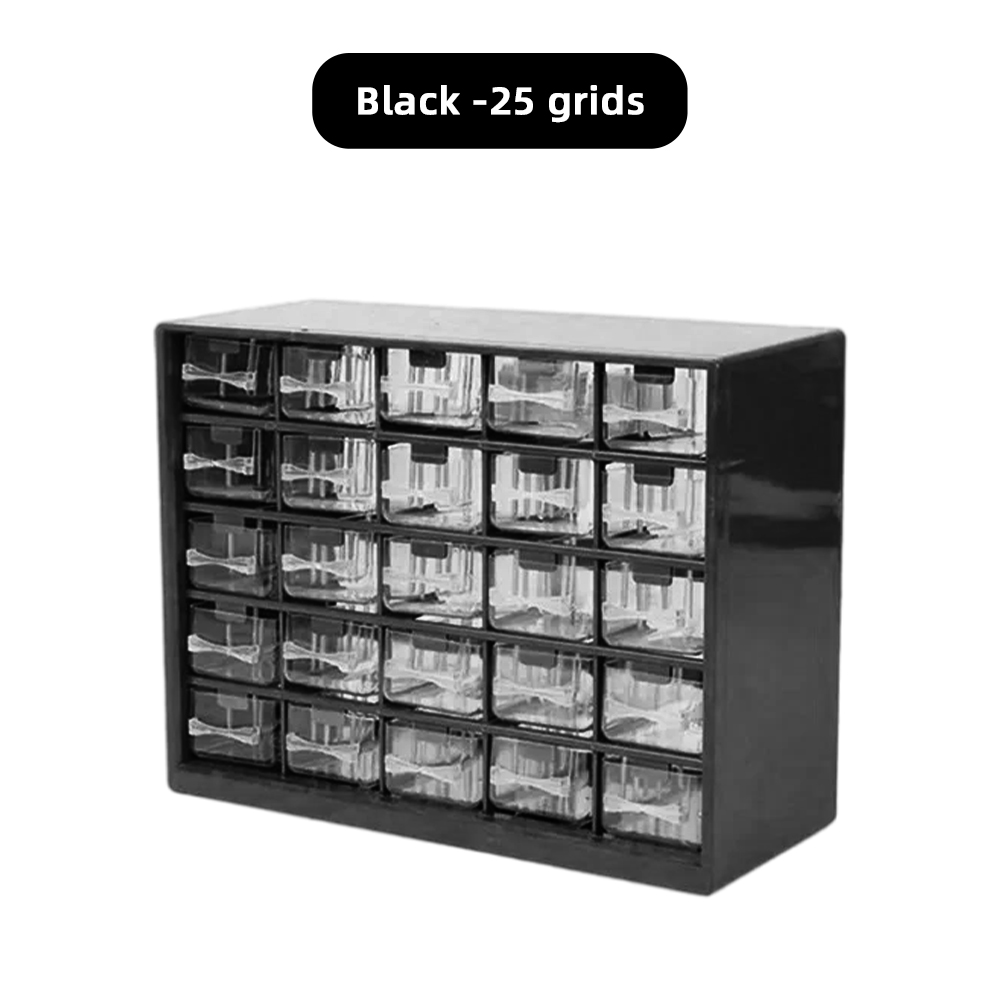 25 Multi-Grid-Schubladenteile, Werkzeugkasten, Wandmontage, Werkzeug, Kleinteile, Klassifizierungskomponente, Kunststoff-Schubladen-Aufbewahrungsorganisator: Dunkelgrau