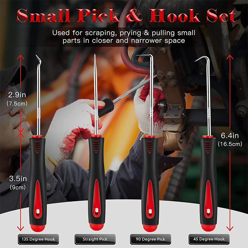 Juego de 9 piezas de removedor de juntas tóricas de sello de aceite, herramientas manuales, extractor de gancho de selección de coche, limpieza de piedra de neumáticos, herramientas de mantenimiento automotriz