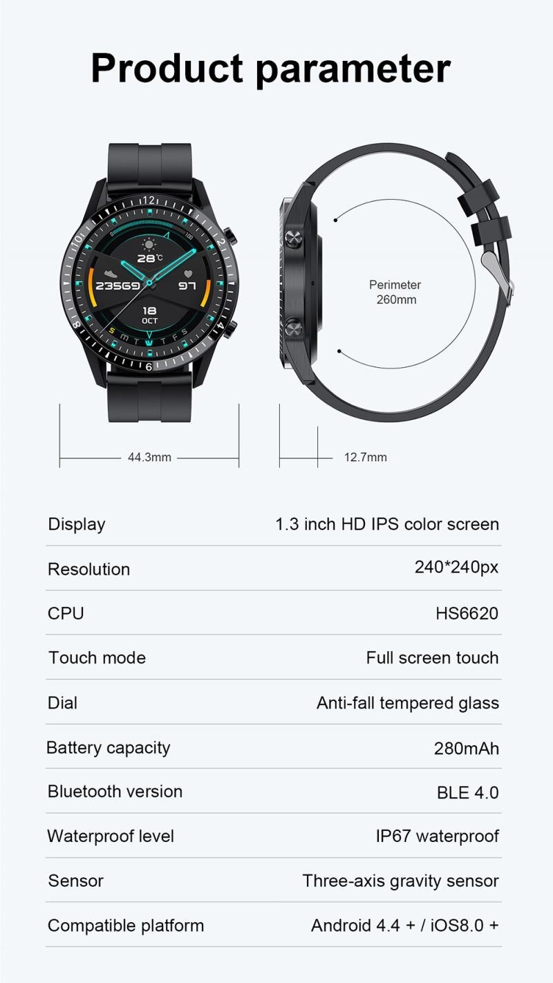 Smartwatch for Men & Women - Bluetooth Smart Band with Heart Rate & Blood Pressure Monitor - Sport Waterproof Watch