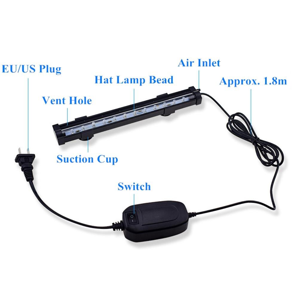 LED 7 Colors Change Aquarium Light Fish Bowl Submersible Light Air Bubble Oxygenation Lamp EU US Plug