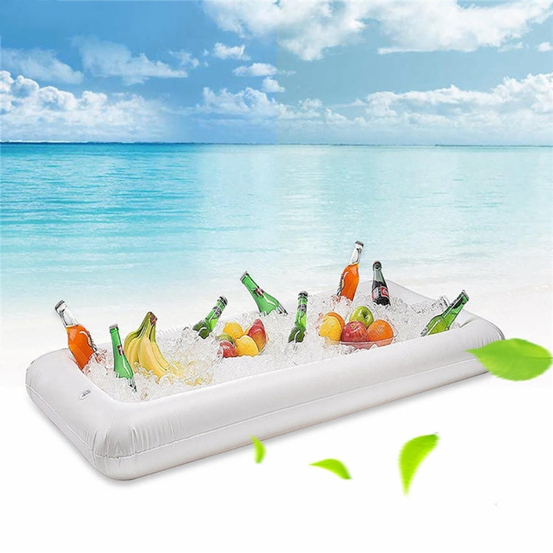 Pool float oppustelig ølbord madras isspand servering salatbar bakke mad drikke holder til sommer vandfest flådelegetøj