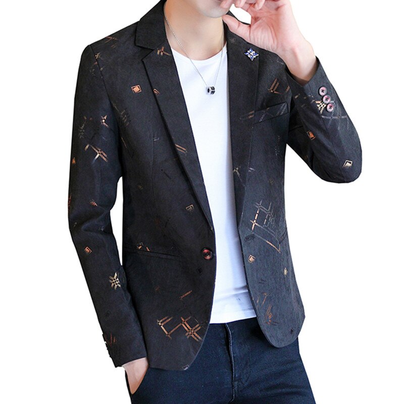 Männer der Jugend Beiläufige Dünne High-End-Druck Anzug Blazer/Männlichen Bankett Jacke Mantel