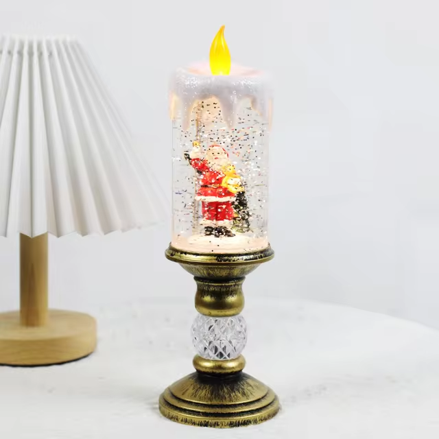 Jule-led-stearinlys flammeløs roterende vandfald mousserende stearinlys krystal elektronisk stearinlys skrivebordsdekoration: Dyb safir