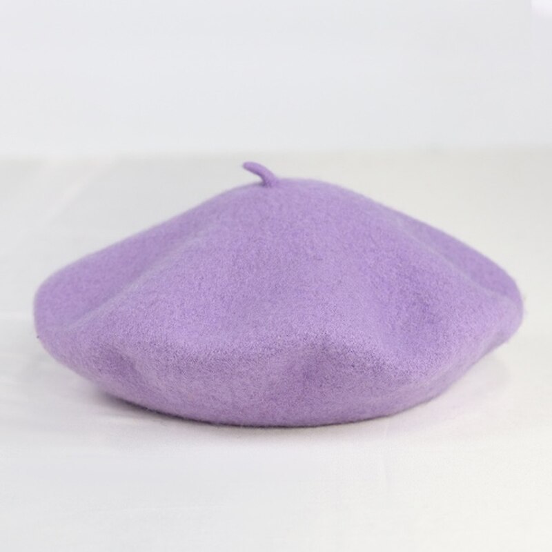 Luna & Dolphin-boina de lana para mujer, boina morada de seta de 90% de lana para otoño, gorro de artista púrpura de uva, gorro de pintor, gorro de invierno: taro purple