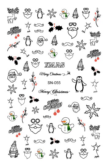 Sn luminous series nail art stickers tips dekoration negle wraps harajuku glædelig jul xmas musik manicura klistermærker: Sn -055