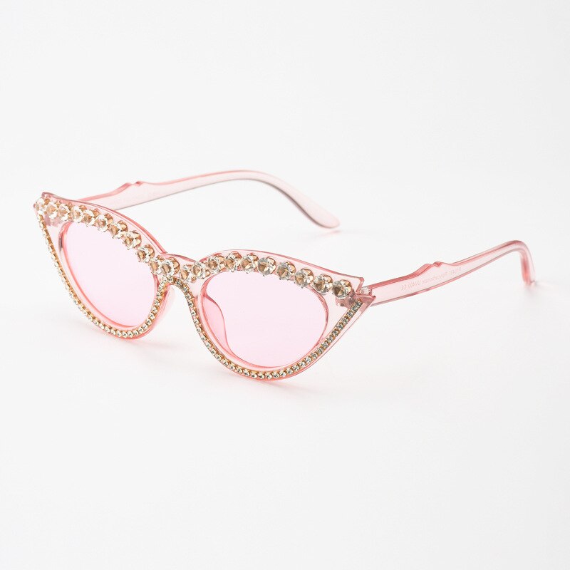 Retro cat eye dame diamant stel solbriller berømthed solbriller personlighed solbriller skygge briller sommer: Pulvergennemtrængning