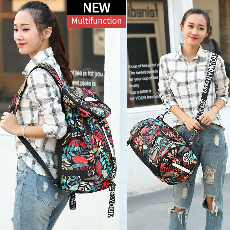 YOUMIAN Large-capacity travel backpack female shoulder bag sports fitness canvas bag light hiking travel luggage