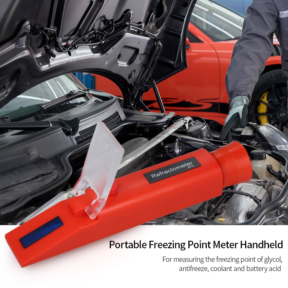 Portable ATC Antifreeze Refractometer Freezing Point Meter Glycol Antifreeze Coolant Battery Acid Freezing Point Tester